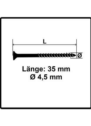 Fischer Power-Fast II FPF II Spanplattenschraube 4,5x35 mm 500 Stück ( 670267 ) Senkkopf mit Torx Teilgewinde galvanisch verzinkt, blau passiviert