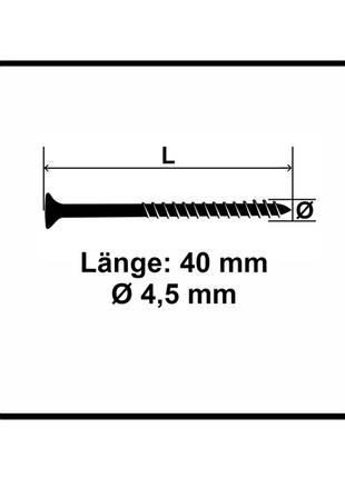 Fischer Power-Fast II FPF II Spanplattenschraube 4,5x40 mm 500 Stück ( 670269 ) Senkkopf mit Torx Teilgewinde galvanisch verzinkt, blau passiviert