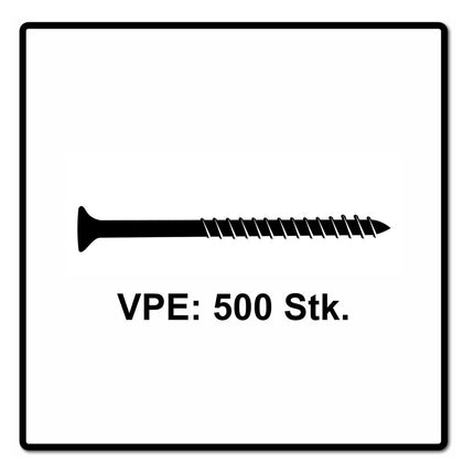Fischer Power-Fast II FPF II Spanplattenschraube 4,5x80 mm 500 Stück ( 670280 ) Senkkopf mit Torx Teilgewinde galvanisch verzinkt, blau passiviert