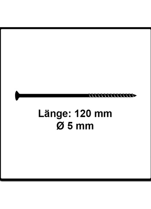 Fischer Power-Fast II FPF II Spanplattenschraube 5,0x120 mm 200 Stück ( 670369 ) Senkkopf mit Torx Teilgewinde galvanisch verzinkt, blau passiviert