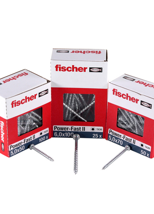 Fischer Power-Fast II FPF II Spanplattenschraube 5,0x35 mm 200 Stück ( 670370 ) Senkkopf mit Torx Teilgewinde galvanisch verzinkt, blau passiviert