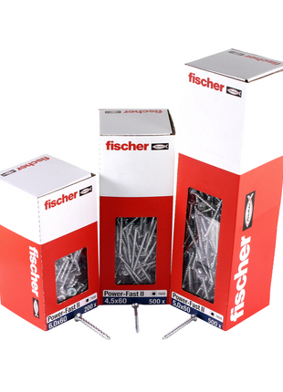 Fischer Power-Fast II FPF II Spanplattenschraube 5,0x45 mm 200 Stück ( 670374 ) Senkkopf mit Torx Teilgewinde galvanisch verzinkt, blau passiviert