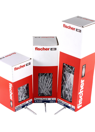 Fischer Power-Fast II FPF II Vis à bois aggloméré 5,0x50mm, 200 pcs. Tête fraisée avec empreinte Torx, filetage partiel, zingué et passivé bleu (670376)