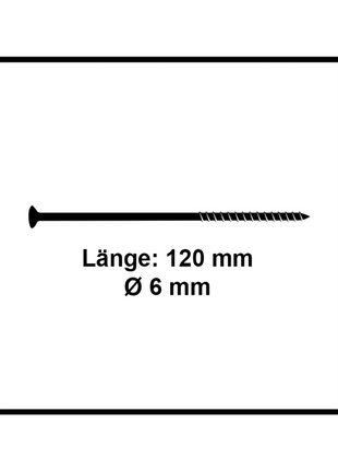 Fischer Power-Fast II FPF II Spanplattenschraube 6,0x120 mm 50 Stück ( 670690 ) Senkkopf mit Torx Teilgewinde galvanisch verzinkt, blau passiviert