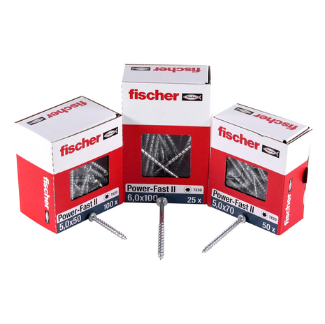 Fischer Power-Fast II FPF II Viti per pannelli 6,0x130 mm - 50 pz. ( 670691 ) Testa svasata con filettatura Torx parziale elettrolitica, blu passivata