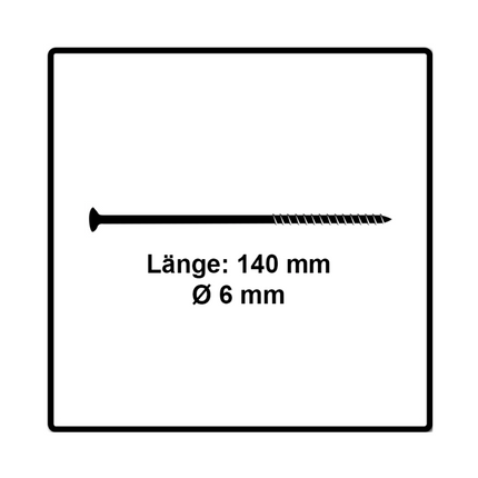 Fischer Power-Fast II FPF II Spanplattenschraube 6,0x140 mm 50 Stück ( 670692 ) Senkkopf mit Torx Teilgewinde galvanisch verzinkt, blau passiviert