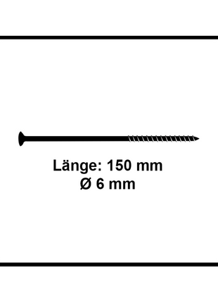 Fischer Power-Fast II FPF II Spanplattenschraube 6,0x150 mm 100 Stück ( 670463 ) Senkkopf mit Torx Teilgewinde galvanisch verzinkt, blau passiviert