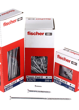 Fischer Power-Fast II FPF II Spanplattenschraube 6,0x150 mm 50 Stück ( 670693 ) Senkkopf mit Torx Teilgewinde galvanisch verzinkt, blau passiviert