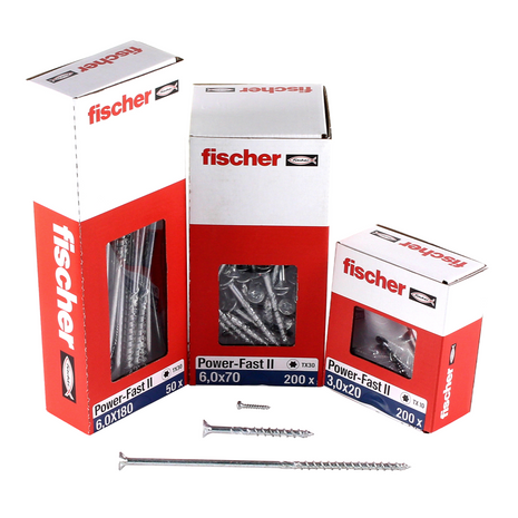 Fischer Power-Fast II FPF II tornillo para aglomerado 6,0x150 mm 50 piezas (670693) cabeza avellanada con rosca parcial Torx, galvanizado, pasivado azul