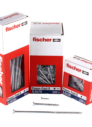 Fischer Power-Fast II FPF II Spanplattenschraube 6,0x160 mm 50 Stück ( 670694 ) Senkkopf mit Torx Teilgewinde galvanisch verzinkt, blau passiviert