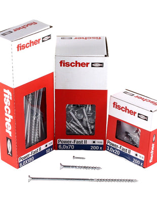 Fischer Power-Fast II FPF II Spanplattenschraube 6,0x180 mm 100 Stück ( 670465 ) Senkkopf mit Torx Teilgewinde galvanisch verzinkt, blau passiviert