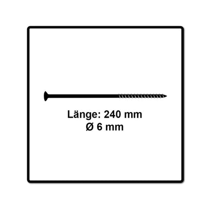 Fischer Power-Fast II FPF II Spanplattenschraube 6,0x240 mm 50 Stück ( 670469 ) Senkkopf mit Torx Teilgewinde galvanisch verzinkt, blau passiviert