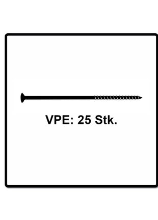 Fischer Power-Fast II FPF II Spanplattenschraube 6,0x260 mm 25 Stück ( 670470 ) Senkkopf mit Torx Teilgewinde galvanisch verzinkt, blau passiviert