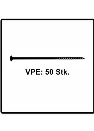 Fischer Power-Fast II FPF II Spanplattenschraube 6,0x280 mm 50 Stück ( 670473 ) Senkkopf mit Torx Teilgewinde galvanisch verzinkt, blau passiviert