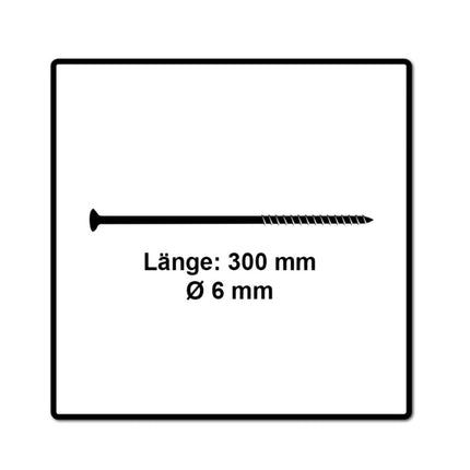 Fischer Power-Fast II FPF II Spanplattenschraube 6,0x300 mm 25 Stück ( 670474 ) Senkkopf mit Torx Teilgewinde galvanisch verzinkt, blau passiviert