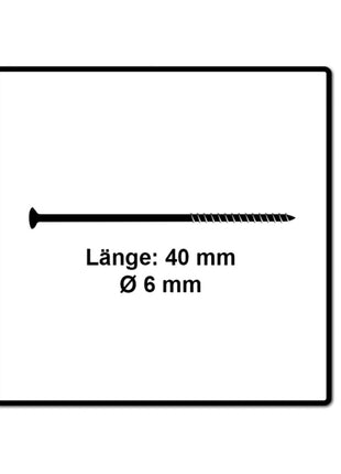 Fischer Power-Fast II FPF II Spanplattenschraube 6,0x40 mm 200 Stück ( 670476 ) Senkkopf mit Torx Teilgewinde galvanisch verzinkt, blau passiviert