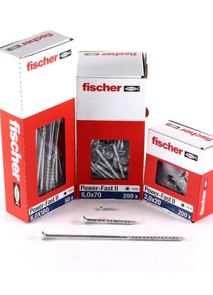 Fischer Power-Fast II FPF II Spanplattenschraube 6,0x60 mm 100 Stück ( 670481 ) Senkkopf mit Torx Teilgewinde galvanisch verzinkt, blau passiviert