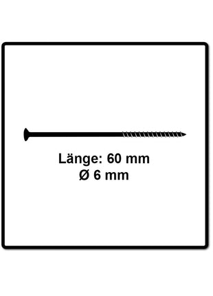 Fischer Power-Fast II FPF II Spanplattenschraube 6,0x60 mm 100 Stück ( 670481 ) Senkkopf mit Torx Teilgewinde galvanisch verzinkt, blau passiviert