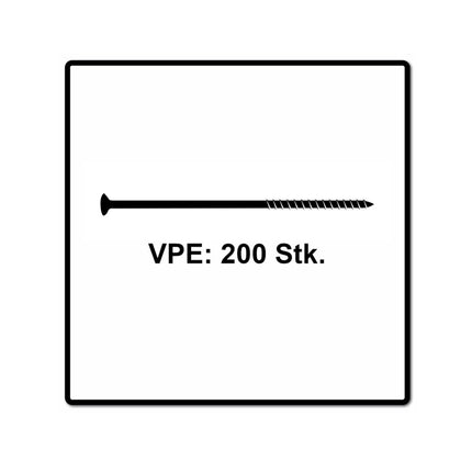 Fischer Power-Fast II FPF II Spanplattenschraube 6,0x60 mm 200 Stück ( 670482 ) Senkkopf mit Torx Teilgewinde galvanisch verzinkt, blau passiviert