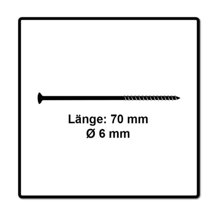Fischer Power-Fast II FPF II Spanplattenschraube 6,0x70 mm 100 Stück ( 670483 ) Senkkopf mit Torx Teilgewinde galvanisch verzinkt, blau passiviert