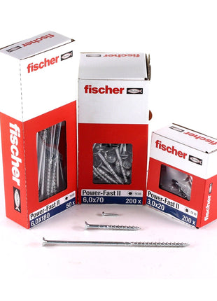 Fischer Power-Fast II FPF II Spanplattenschraube 6,0x80 mm 100 Stück ( 670485 ) Senkkopf mit Torx Teilgewinde galvanisch verzinkt, blau passiviert