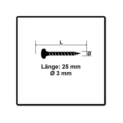 Fischer Power-Fast II FPF II Spanplattenschraube 3,0x25 mm 200 Stück ( 670059 ) Pan Head mit Torx Teilgewinde galvanisch verzinkt, blau passiviert