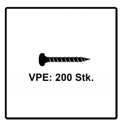 Fischer Power-Fast II FPF II Spanplattenschraube 3,5x12 mm 200 Stück ( 670097 ) Pan Head mit Torx Vollgewinde galvanisch verzinkt, blau passiviert