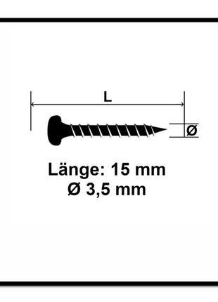 Fischer Power-Fast II FPF II Spanplattenschraube 3,5x15 mm 200 Stück ( 670098 ) Pan Head mit Torx Vollgewinde galvanisch verzinkt, blau passiviert