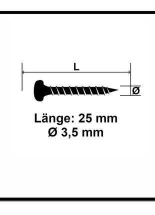 Fischer Power-Fast II FPF II Spanplattenschraube 3,5x25 mm 200 Stück ( 670101 ) Pan Head mit Torx Vollgewinde galvanisch verzinkt, blau passiviert