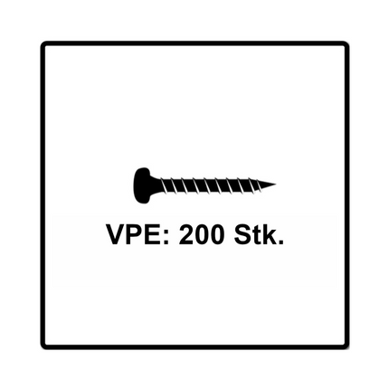 Fischer Power-Fast II FPF II Spanplattenschraube 3,5x30 mm 200 Stück ( 670102 ) Pan Head mit Torx Vollgewinde galvanisch verzinkt, blau passiviert