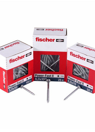 Fischer Power-Fast II FPF II Spanplattenschraube 3,5x35 mm 200 Stück ( 670103 ) Pan Head mit Torx Vollgewinde galvanisch verzinkt, blau passiviert