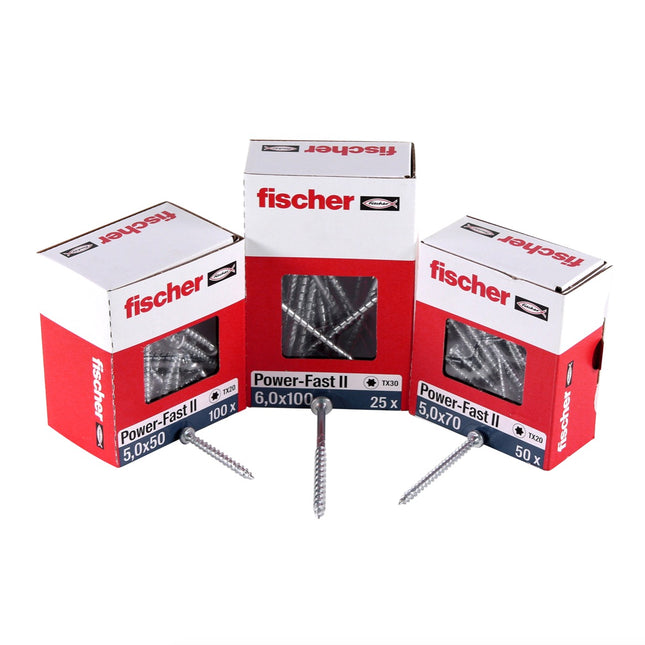 Fischer Power-Fast II FPF II Spanplattenschraube 4,0x30 mm 200 Stück ( 670237 ) Pan Head mit Torx Vollgewinde galvanisch verzinkt, blau passiviert
