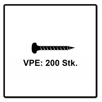 Fischer Power-Fast II FPF II Spanplattenschraube 4,5x30 mm 200 Stück ( 670330 ) Pan Head mit Torx Vollgewinde galvanisch verzinkt, blau passiviert