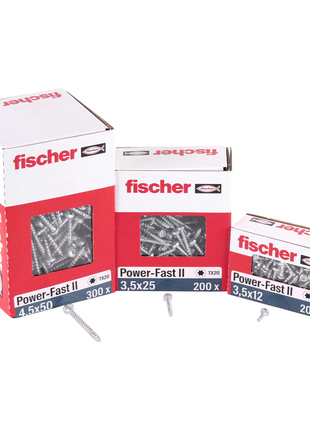 Fischer Power-Fast II FPF II Spanplattenschraube 4,5x50 mm 200 Stück ( 670636 ) Pan Head mit Torx Vollgewinde galvanisch verzinkt, blau passiviert