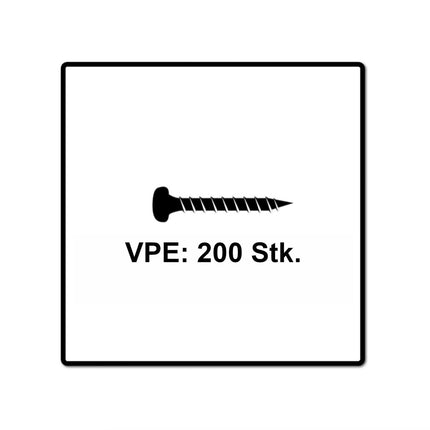 Fischer Power-Fast II FPF II Spanplattenschraube 5,0x16 mm 200 Stück ( 670434 ) Pan Head mit Torx Vollgewinde galvanisch verzinkt, blau passiviert