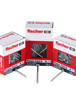 Fischer Power-Fast II FPF II Spanplattenschraube 5,0x20 mm 200 Stück ( 670435 ) Pan Head mit Torx Vollgewinde galvanisch verzinkt, blau passiviert