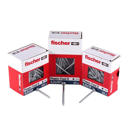 Fischer Power-Fast II FPF II Spanplattenschraube 5,0x40 mm 100 Stück ( 670438 ) Pan Head mit Torx Vollgewinde galvanisch verzinkt, blau passiviert