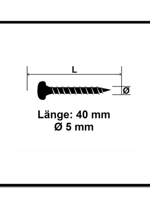 Fischer Power-Fast II FPF II Spanplattenschraube 5,0x40 mm 100 Stück ( 670438 ) Pan Head mit Torx Vollgewinde galvanisch verzinkt, blau passiviert