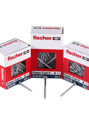 Fischer Power-Fast II FPF II Spanplattenschraube 6,0x80 mm 50 Stück ( 670534 ) Pan Head mit Torx Teilgewinde galvanisch verzinkt, blau passiviert