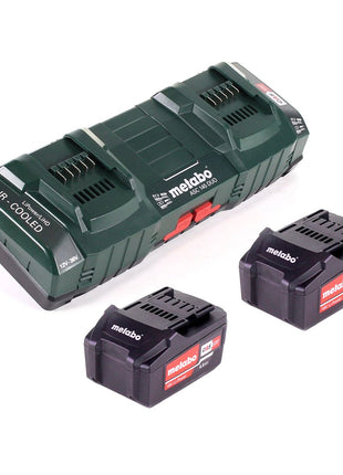 Metabo Basic Set 2x batterie Li-Power 18 V 4,0 Ah CAS Li-Ion ( 2x 625591000 ) + double chargeur ASC 145 DUO ( 627495000 )