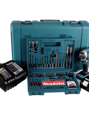 Makita DTD 152 SGK Visseuse à chocs sans fil 18V 165Nm 1/4" + 1x Batterie 6.0Ah + Chargeur + Jeu de 100 forets + Mallette