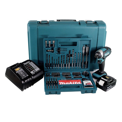 Makita DTD 152 SGK Visseuse à chocs sans fil 18V 165Nm 1/4" + 1x Batterie 6.0Ah + Chargeur + Jeu de 100 forets + Mallette