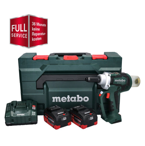 Metabo NP 18 LTX BL 5.0 Riveteuse sans fil 10 kN 18V Brushless + 2x Batteries LiHD 5,0 Ah + Chargeur + Coffret MetaBOX