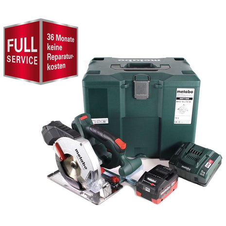 GRATUIT 3 ans de service complet de protection complète Metabo MKS 18 LTX 58 scie circulaire à métaux à batterie 18V 165 mm + 1x batterie 5,5Ah + chargeur + MetaLoc