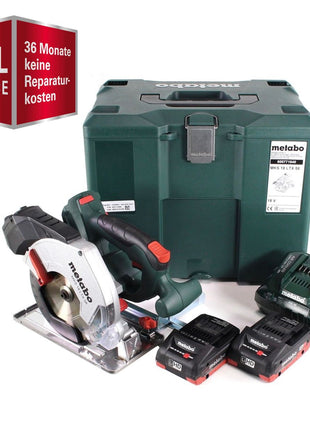 GRATUIT 3 ans de service complet de protection complète Metabo MKS 18 LTX 58 scie circulaire à métaux à batterie 18V 165 mm + 2x batterie 4,0Ah + chargeur + MetaLoc