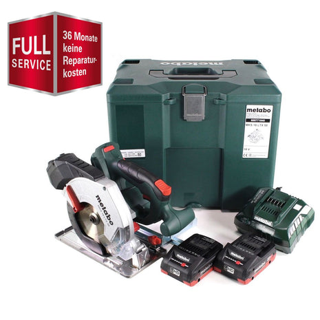 GRATIS 3 años de servicio completo protección integral Metabo MKS 18 LTX 58 sierra circular para metal a batería 18V 165 mm + 2x batería 4.0Ah + cargador + MetaLoc