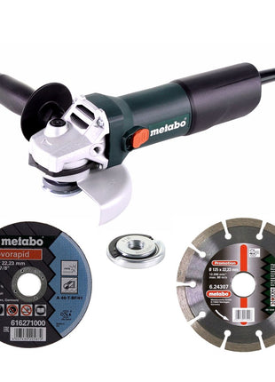 Amoladora angular Metabo W 850-125 850 W 125 mm (603608000) + 26 discos de corte + tuerca de cierre rápido