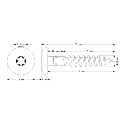 Meisterling Fassadenschrauben 4,8x25 mm 100 Stück ( 010020000021 ) 12 mm Flachkopf hellgrau mit Torx Teilgewinde V2A Edelstah