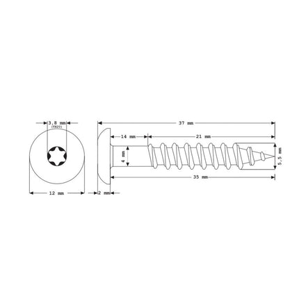 Meisterling Fassadenschrauben 5,5x35 mm 100 Stück ( 010030000111 ) 12 mm Flachkopf anthrazit mit Torx Teilgewinde V4A Edelstahl