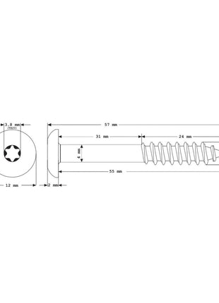 Meisterling Vis de façade 5,5x55 mm, 100 pcs., tête plate 12 mm, filetage partiel, empreinte Torx, acier inoxydable V4A, blanc (010030000411)